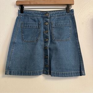 Brandy Melville Button Denim Mini Skirt Size Small (B)2